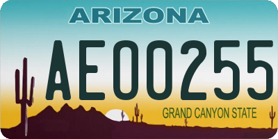 AZ license plate AEO0255