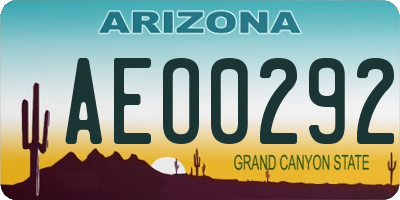 AZ license plate AEO0292