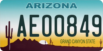 AZ license plate AEO0849