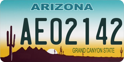 AZ license plate AEO2142