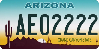 AZ license plate AEO2222