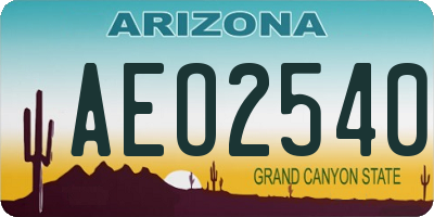 AZ license plate AEO2540