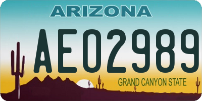 AZ license plate AEO2989