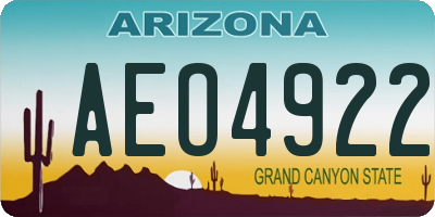 AZ license plate AEO4922
