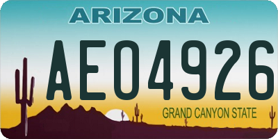AZ license plate AEO4926