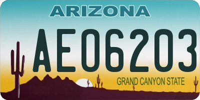 AZ license plate AEO6203