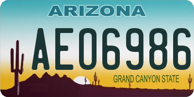 AZ license plate AEO6986