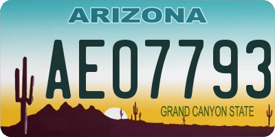 AZ license plate AEO7793