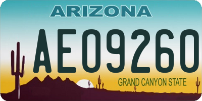 AZ license plate AEO9260