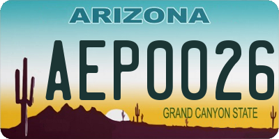 AZ license plate AEP0026