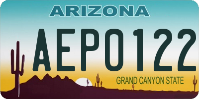 AZ license plate AEP0122