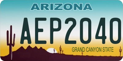AZ license plate AEP2040