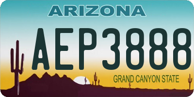 AZ license plate AEP3888