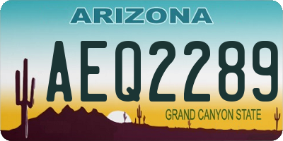 AZ license plate AEQ2289
