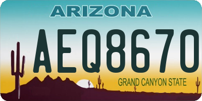 AZ license plate AEQ8670