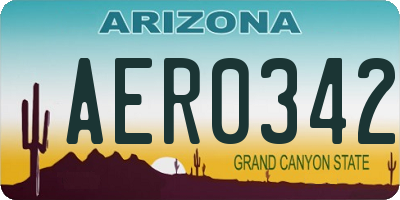 AZ license plate AER0342