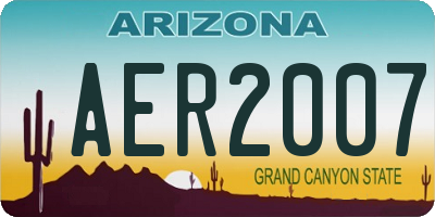 AZ license plate AER2007