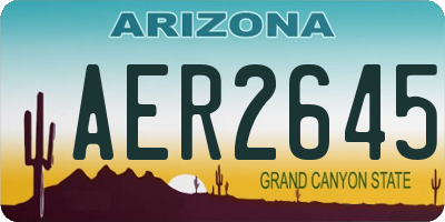 AZ license plate AER2645