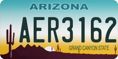 AZ license plate AER3162
