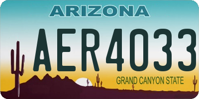 AZ license plate AER4033