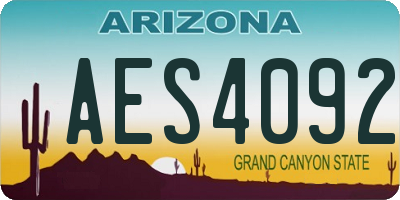 AZ license plate AES4092