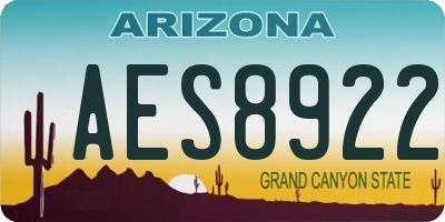 AZ license plate AES8922