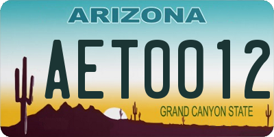 AZ license plate AET0012