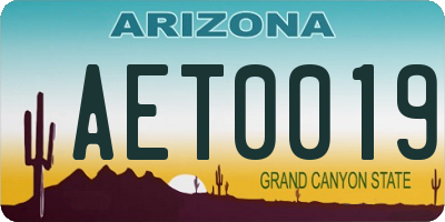 AZ license plate AET0019