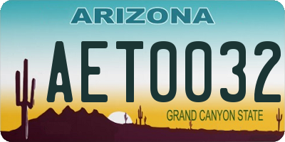 AZ license plate AET0032