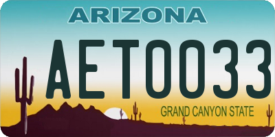 AZ license plate AET0033