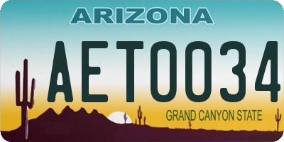 AZ license plate AET0034