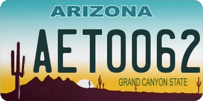 AZ license plate AET0062