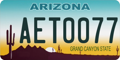 AZ license plate AET0077
