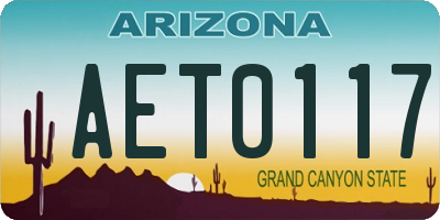 AZ license plate AET0117