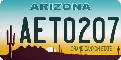AZ license plate AET0207