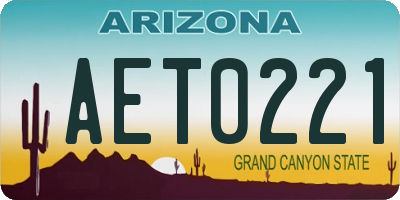 AZ license plate AET0221
