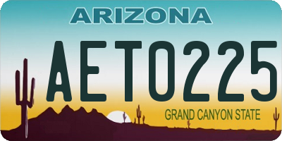 AZ license plate AET0225