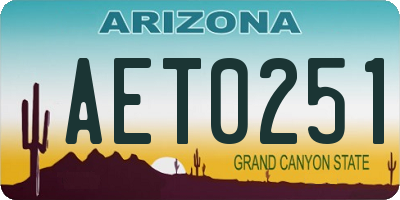 AZ license plate AET0251
