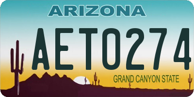 AZ license plate AET0274