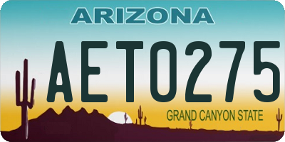 AZ license plate AET0275