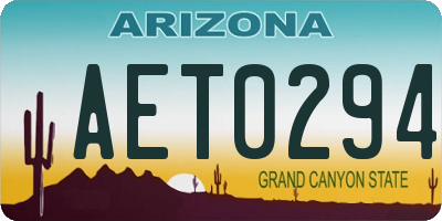 AZ license plate AET0294