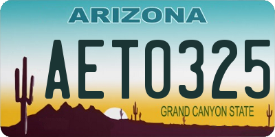 AZ license plate AET0325