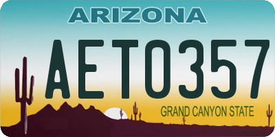 AZ license plate AET0357