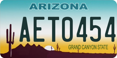 AZ license plate AET0454