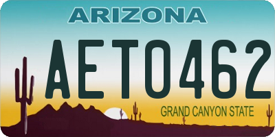 AZ license plate AET0462