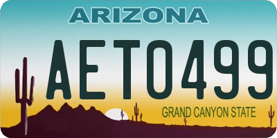 AZ license plate AET0499