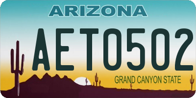 AZ license plate AET0502