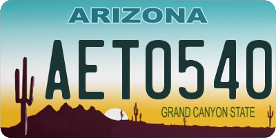 AZ license plate AET0540