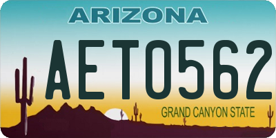 AZ license plate AET0562