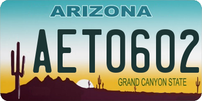 AZ license plate AET0602